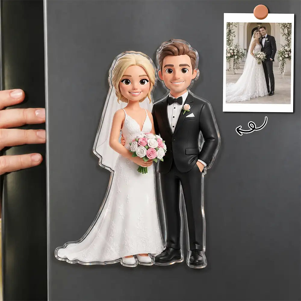 Art Design,Christmas,Custom Photo,Gift For Couples,Happy,Married Couple,Photo - Toybox Figure,Top Market - Anniversary Keepsake For Couples - Personalized Custom Photo Acrylic Magnet