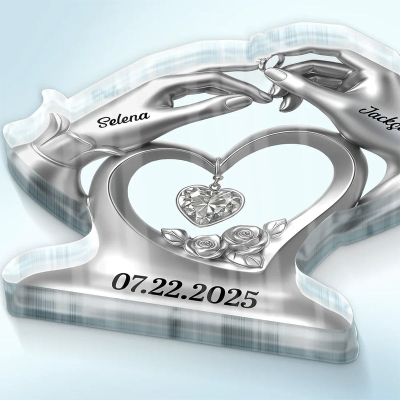 Gift For Couples,Gift For Husband,Gift For Wife,Gift For Boyfriend,Gift For Girlfriend,Happy - Anniversary Wedding Gifts For Couples - 3D Inflated Effect Printed, Personalized Custom Shaped Acrylic Plaque