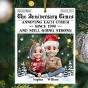 Funny,Gift For Couples,Old Couples,Gift For Husband,Gift For Wife - Annoying Each Other 3D Effect Couple - Personalized Custom Shaped Acrylic Ornament