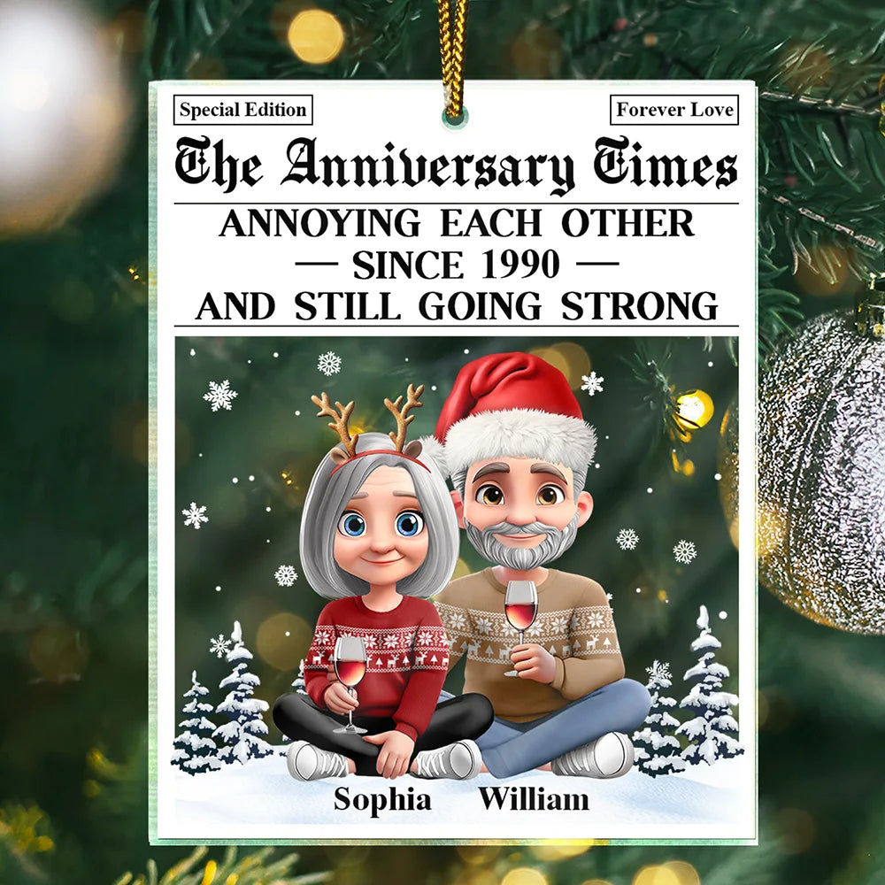 Funny,Gift For Couples,Old Couples,Gift For Husband,Gift For Wife - Annoying Each Other 3D Effect Couple - Personalized Custom Shaped Acrylic Ornament