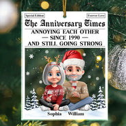 Funny,Gift For Couples,Old Couples,Gift For Husband,Gift For Wife - Annoying Each Other 3D Effect Couple - Personalized Custom Shaped Acrylic Ornament