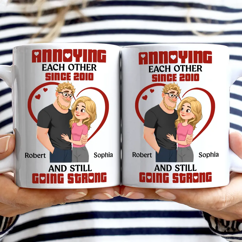Gift For Couples,Old Couples,Gift For Husband,Gift For Wife,Love - Annoying Each Other Hugging Couple - Personalized Mug