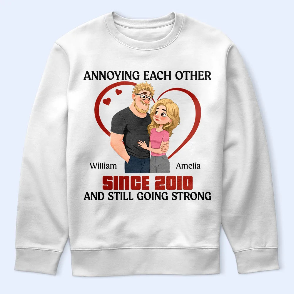 Gift For Couples,Old Couples,Gift For Husband,Gift For Wife,Funny - Annoying Each Other Hugging Couple - Personalized T Shirt