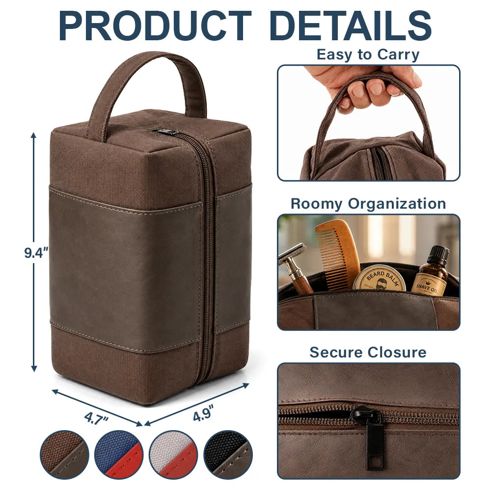 Travel, Art Design, Confident, Gift For Men, Gift For Yourself, Photo - Pencil Sketch - Dark BG - Custom Photo White Pencil Sketch Groomsmen Wedding, Bachelor Travel Favor - Personalized Leather Canvas Toiletry Bag