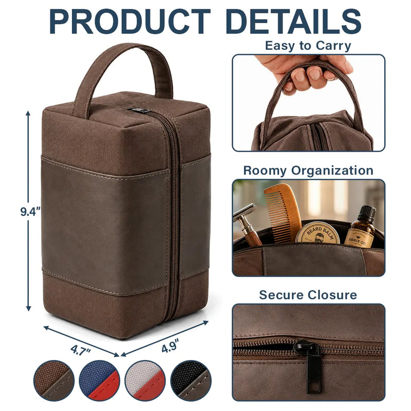 Travel, Art Design, Confident, Gift For Men, Gift For Yourself, Photo - Pencil Sketch - Dark BG - Custom Photo White Pencil Sketch Groomsmen Wedding, Bachelor Travel Favor - Personalized Leather Canvas Toiletry Bag