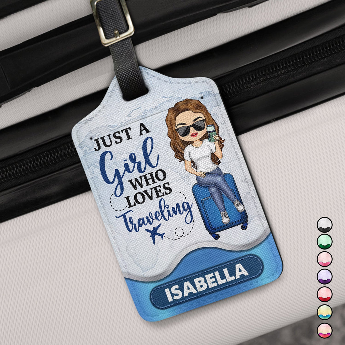 Travel,Gift For Yourself,Happy,Non-Eng,Vector,Confident - Just A Girl Boy Who Loves Travelling - Personalised Luggage Tag