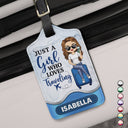 Travel,Gift For Yourself,Happy,Non-Eng,Vector,Confident - Just A Girl Boy Who Loves Travelling - Personalised Luggage Tag