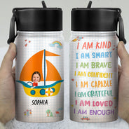 Custom Photo Vehicle I'm Kind Smart Brave Confident - Gift For Kid - Personalized Kids Water Bottle