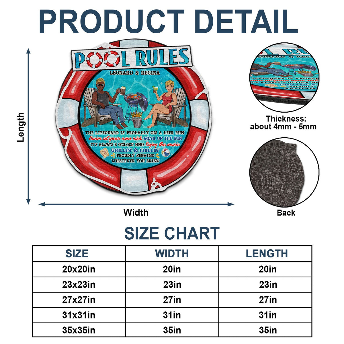 Pool Rules Swim At Your Own Risk - Outdoor Decor For Couples, Swimming Pool - Personalized Custom Shaped Doormat