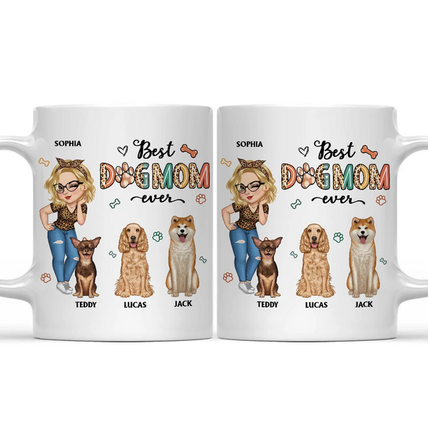 Best Dog Mom Ever Cartoon Woman - Personalized Mug
