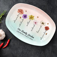 Family Garden Birth Month Flowers - Personalized Plate