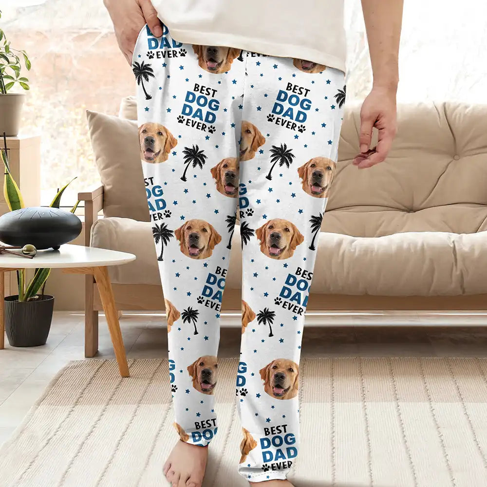 Custom Photo,Pet Lovers,Pet Mom,Pet Dad,Happy - Custom Photo Best Dog Cat Dad Mom Ever - Personalised Pyjama Bottoms