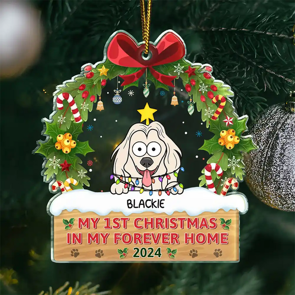 Pet Lovers - My 1st Christmas In My Forever Home Funny Pet - Personalized Custom Shaped Acrylic Ornament