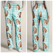 Family, Pet, Gift For Couples - Custom Photo Christmas Couples Family Pets Face - Personalized Pajama Pants