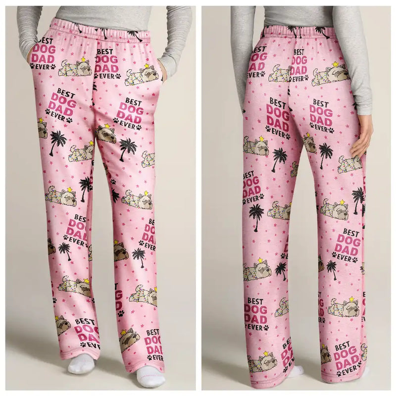 Pet Lovers ,Dog Lovers - Best Dog Mom Dad Ever Lying Dog - Personalized Pajama Pants