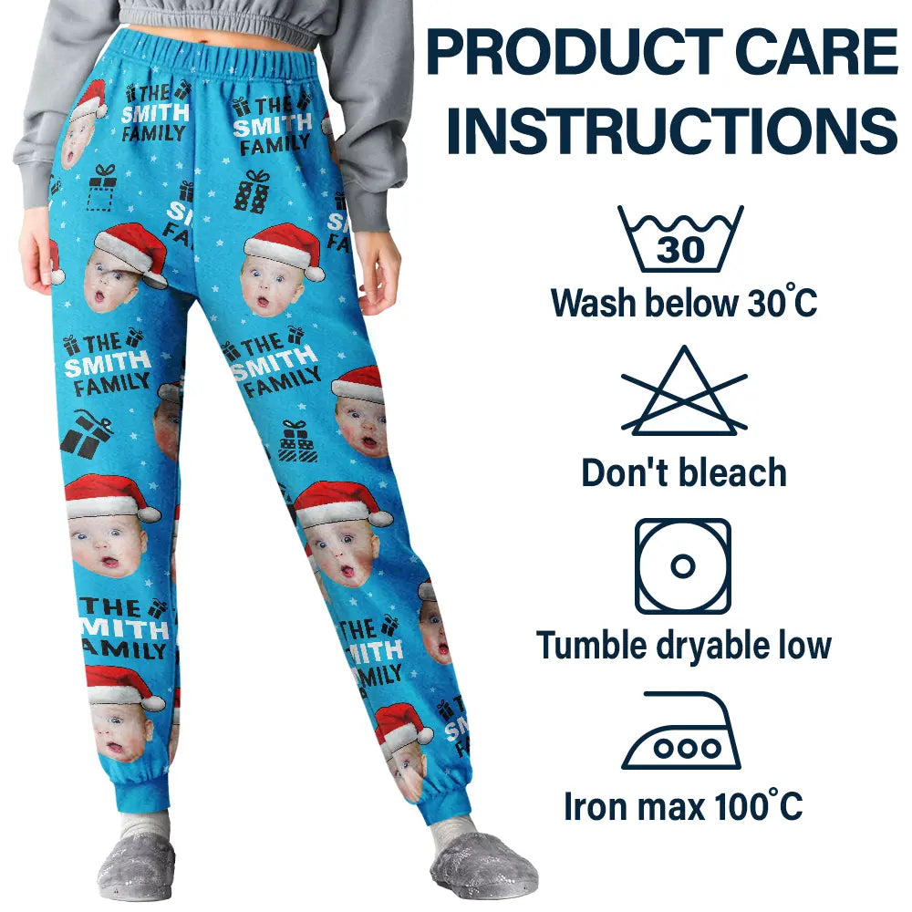 Family - Custom Photo Christmas Gift Family Name - Personalized Pajama Pants