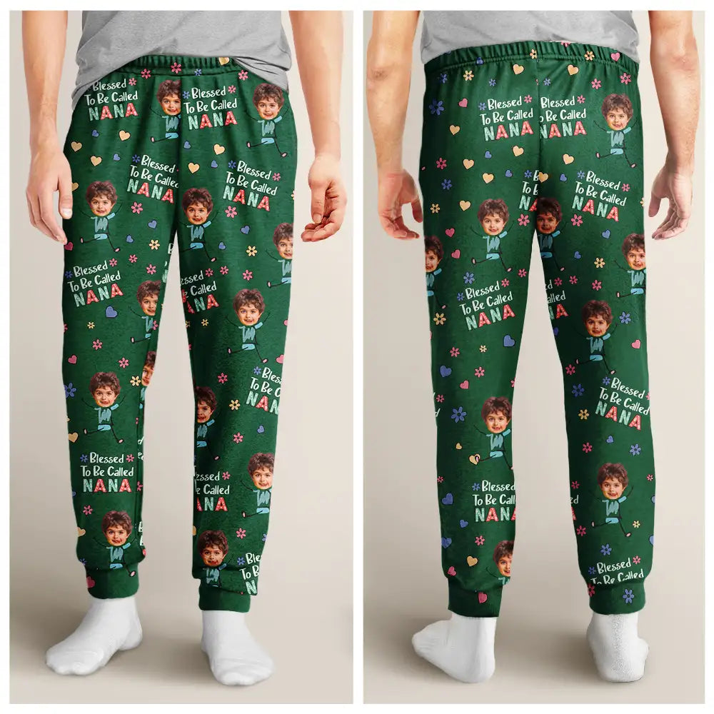 Gift For Grandma, Gift For Mother - Custom Photo Bless To Be Called Grandma Nana - Personalized Pajama Pants