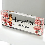Gift For Bestie, Gift For Sisters, Gifts For Colleagues - Birth Month Flower Man Woman Office - Personalized Desk Name Plate