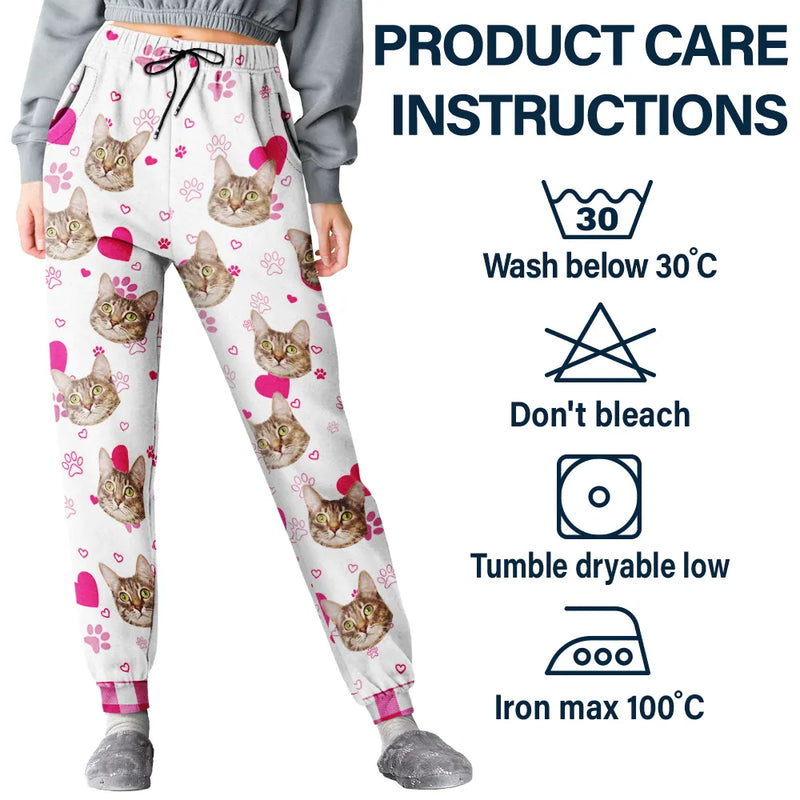 Pet Lovers, Dog Lovers, Cat Lovers - Custom Photo Dog Cat Mom Dad - Personalized Pajama Pants
