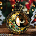 Christmas,Memorial,Sad,Pet Lovers,Dog Lovers,Cat Lovers - In Loving Memory Black Dogs Cats Memorial - Personalized Candlelight Lantern Ornament