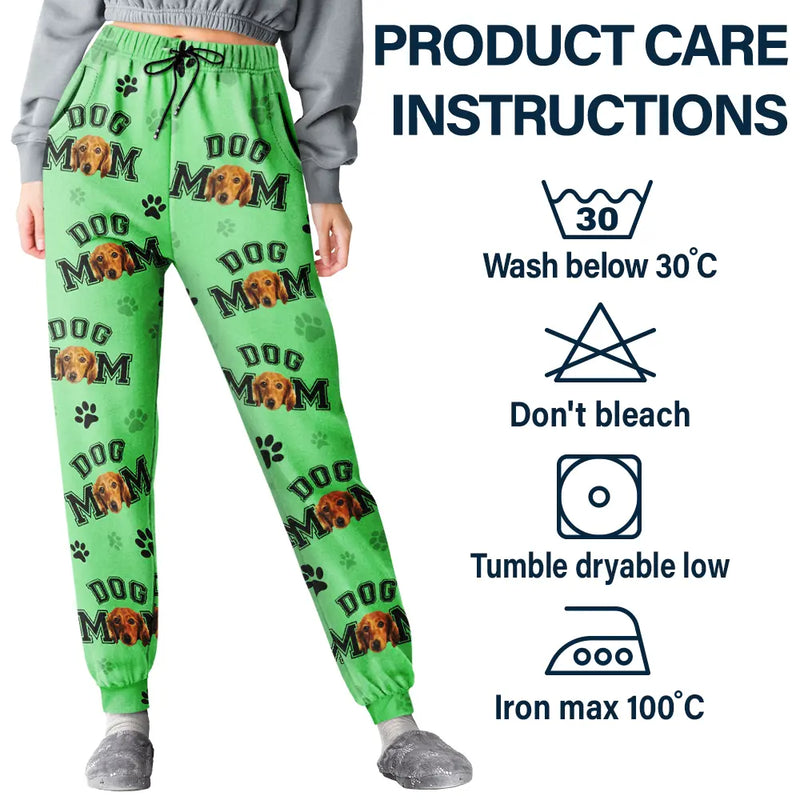 Pet Lovers,Dog Lovers,Cat Lovers,Pet Mom,Pet Dad - Custom Photo Pet Mom Dad Pawprints Pattern - Personalized Pajama Pants