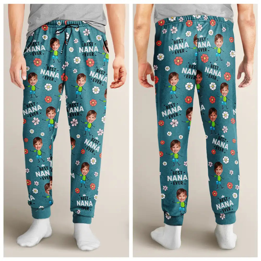 Custom Photo,Gift For Grandma,Gift For Mother,Happy - Custom Photo Best Grandma Nana Mom Ever - Personalized Pajama Pants