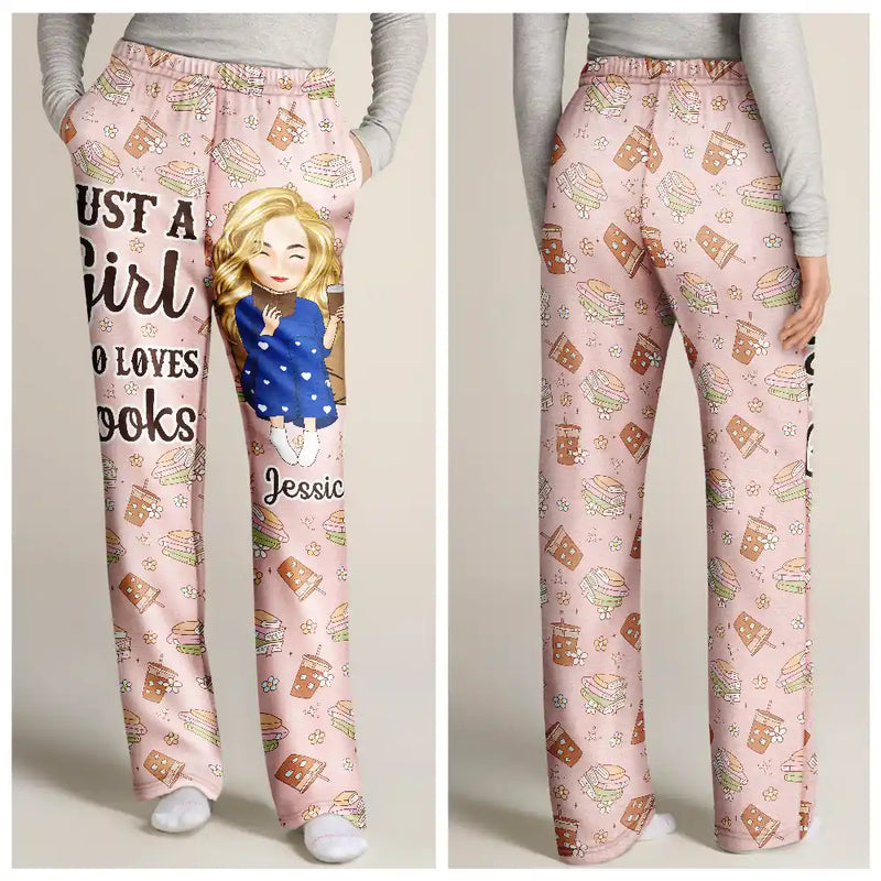Gift For Yourself, Gift For Women, Reading - Just A Girl Who Loves Books - Personalized Pajama Pants
