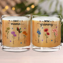 Gift For Mother,Gift For Grandma,Happy - First Mom Now Grandma Birth Flowers - Personalized Glass Mug