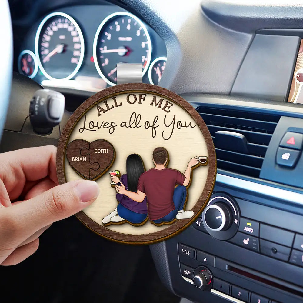 Gift For Couples, Gift For Husband, Gift For Wife, Gift For Boyfriend, Gift For Girlfriend - Drive Safe I Love You Backside Couple - Personalized Custom Shaped Car Visor Clip