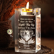 Memorial,Pet Lovers,Dog Lovers,Sad - Custom Photo Memorial When You Miss Me - Personalized Crystal Candle Holder