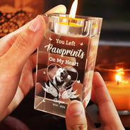 Memorial,Pet Lovers,Dog Lovers,Sad - Custom Photo Memorial When You Miss Me - Personalized Crystal Candle Holder