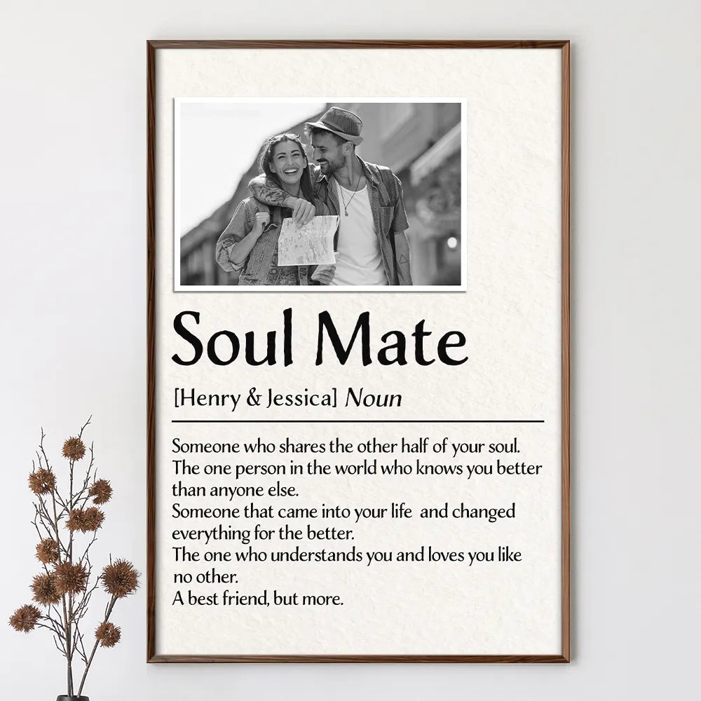 Gift For Couples, Gift For Husband, Gift For Boyfriend, Gift For Girlfriend, Gift For Wife - Custom Photo Couple Soul Mate - Personalized Poster