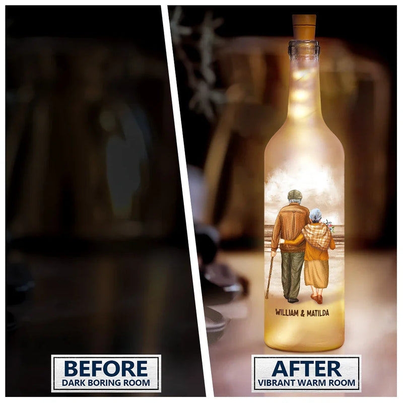 Gift For Couples, Old Couples, Gift For Husband, Gift For Wife - Couple To My Wife Our Home Ain't No Castle - Personalized Bottle Light