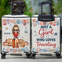 Gift For Women, Travel, Gift For Men, Gift For Yourself - Just A Girl Who Loves Traveling - Personalized Clear Luggage Cover