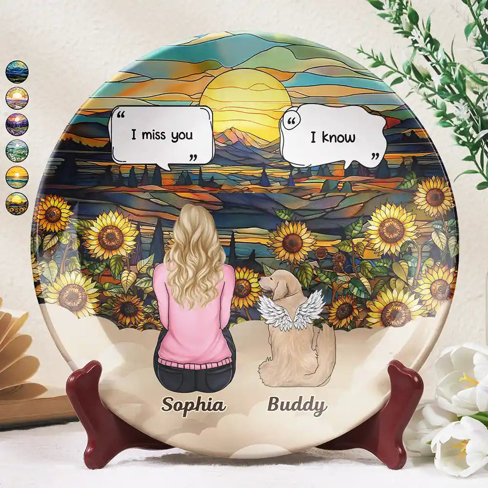 Dog Lovers,Cat Lovers,Memorial,Pet Lovers - I Miss You Memorial Dog Cat - Personalized Ceramic Plate
