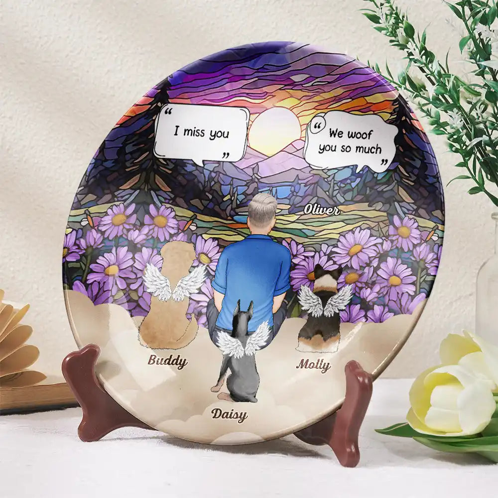 Dog Lovers,Cat Lovers,Memorial,Pet Lovers - I Miss You Memorial Dog Cat - Personalized Ceramic Plate

