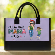 Gift For Grandma, Grandma - Grandkids, Gift For Mother - Living That Grandma Life - Personalized Canvas Tote Bag