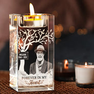 Custom Photo, Memorial, Parents, Sad, Family - Custom Photo Memorial I'm Always With You - Personalized Crystal Candle Holder