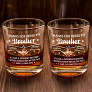 Gift For Bestie,Gift For Brothers,Gift For Sibling - Thanks For Being My Brother - Personalized Whiskey Glass