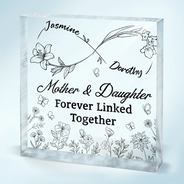 Gift For Mother, Gift For Daughter, Mom - Daughters (Adult), Mom - Daughters (Young), Love - The Love Between Mother & Daughter Is Forever Infinity - Personalized Square Shaped Acrylic Plaque