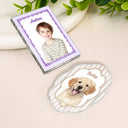 Dog Lovers,Cat Lovers,Pet Lovers,Happy,Family,Non-Eng,Photo - Watercolor (remove BG) - Custom Photo Realistic Watercolor Art Dog Cat Pet Baby Portrait Vintage - Personalized Acrylic Fridge Magnet