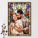 Gift For Wife,Gift For Mother,Gift For Grandma,Family,Non-Eng,Photo - Stained Glass,Cozy - Custom Photo Stained Glass Mom Grandma Parents Family Couple - Personalized Poster