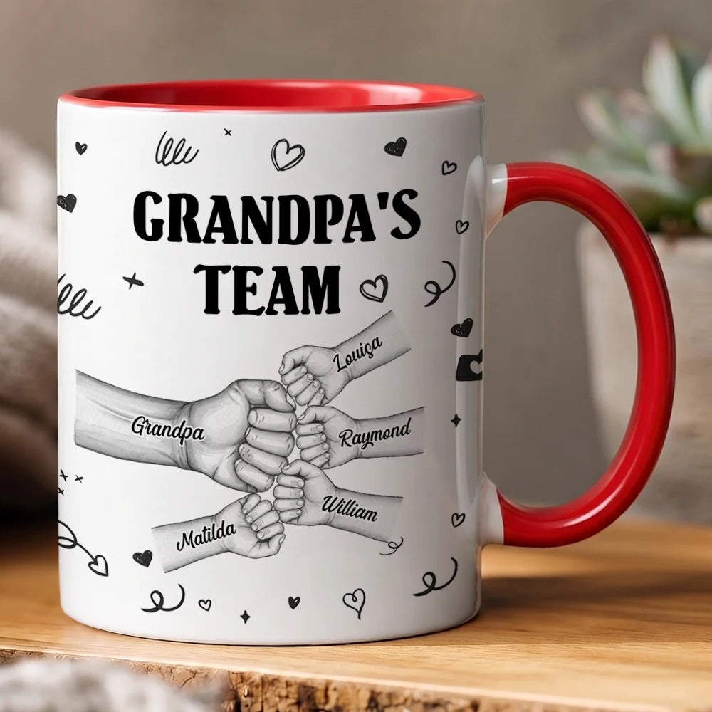 Gift For Husband,Gift For Yourself,Gift For Men,Gift For Father,Gift For Grandpa,Non-Eng,Icon,Humorous - Daddy's Team Fist Bump - Personalized Mug