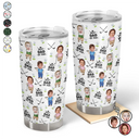 Gift For Husband,Gift For Yourself,Gift For Men,Gift For Father,Gift For Grandpa,Dad's Hobby,Grandpa's Hobby,Golf,Non-Eng,Photo,Playful - Custom Photo Best Dad By Par Funny Kid - Personalized Tumbler