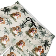 Gift For Husband,Gift For Yourself,Gift For Men,Gift For Father,Gift For Grandpa,Dog Lovers,Pet Lovers,Cat Lovers,Dog Dad,Cat Dad,Pet Dad,Summer,Non-Eng,Photo,Playful - Custom Photo Tropical Palm Dog Cat Kid - Personalized Unisex Beach Shorts
