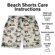 Gift For Husband,Gift For Yourself,Gift For Men,Gift For Father,Gift For Grandpa,Dog Lovers,Pet Lovers,Cat Lovers,Dog Dad,Cat Dad,Pet Dad,Summer,Non-Eng,Photo,Playful - Custom Photo Tropical Palm Dog Cat Kid - Personalized Unisex Beach Shorts