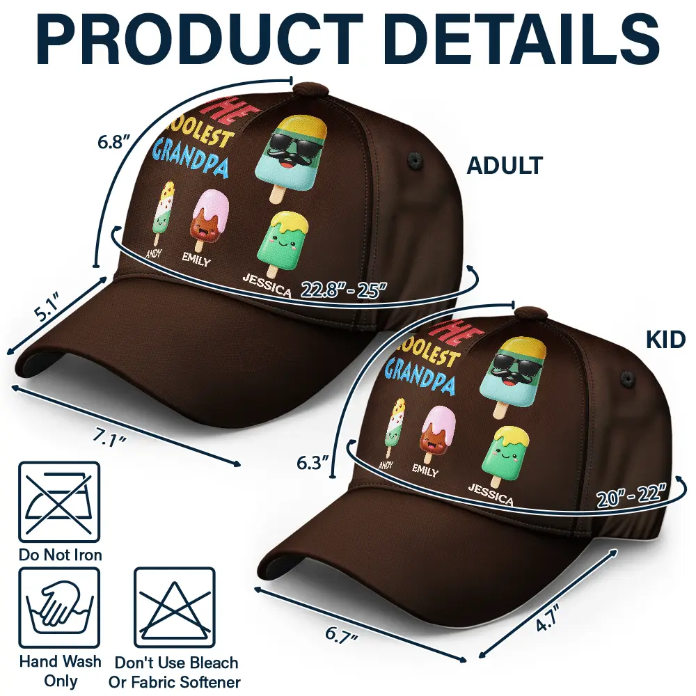 Gift For Husband,Gift For Yourself,Gift For Men,Gift For Father,Gift For Grandpa,Non-Eng,Icon,Humorous - The Coolest Pop Grandpa Dad - Personalized Classic Cap
