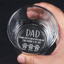 Pet Dad,Pet Lovers,Non-Eng,Icon,Humorous - Dog Cat Dad Thanks For Putting Up With Us - Personalized Engraved Whiskey Glass