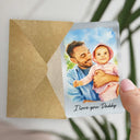Gift For Husband,Gift For Yourself,Gift For Men,Gift For Father,Gift For Grandpa,Pet Dad,Non-Eng,Photo - Watercolor (with BG),Cozy - Custom Photo Watercolor Painting I Love You Daddy Grandpa Pet Dad - Personalized Aluminum Wallet Card