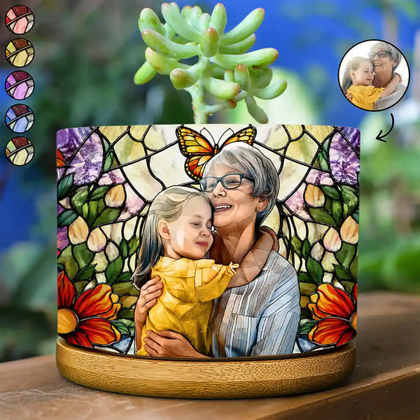 Custom Photo,Art Design,Gift For Grandma,Cozy,Photo - Stained Glass - Custom Photo Stained Glass Mom Grandma Parents Family Couple - Personalized Ceramic Plant Pot
